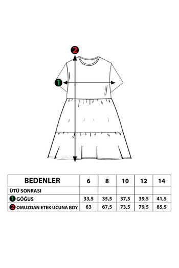 Toontoy Girl - Printed Gather Detailed Dress