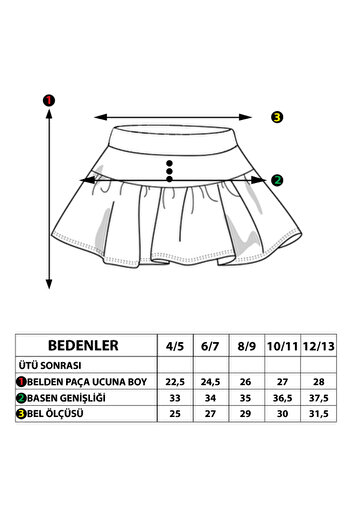 Toontoy Girl - Button Detailed Skirt with Shorts