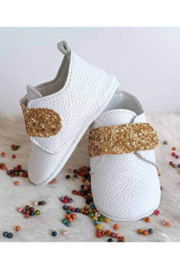 Hodore Juno Gold Stone Genuine Leather Baby Shoes