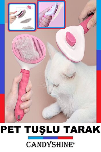 CandyShine Pet Comb with Pink Keys - Cat Dog Hair Collection Comb