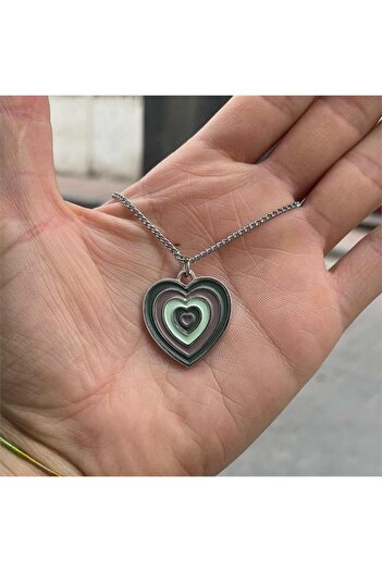Köstebek Green Heart Chain Necklace