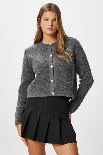 Ritnice Edna Anthracite Women's Boucle Cardigan