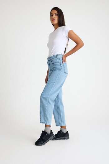 QANU Cotton Front Stitched Trousers Light Blue
