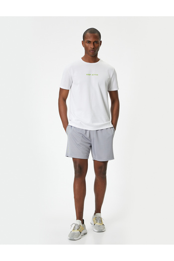 Koton Sports Shorts with Lace Waist Strip Print Pocket