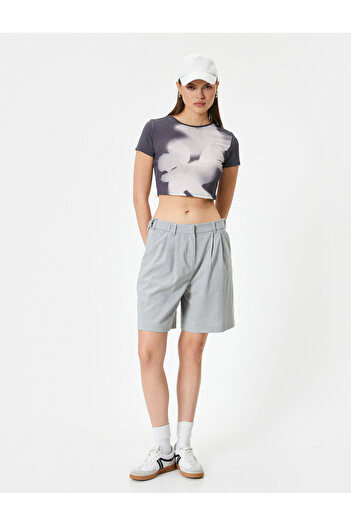 Koton Abstract Pattern T-shirt με κοντό μανίκι Crew Neck Slim Fit