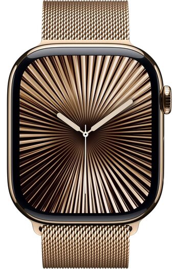 Apple Watch Series 10 GPS + Cellular 42mm Gold Titanium Case with Gold Milanese Loop