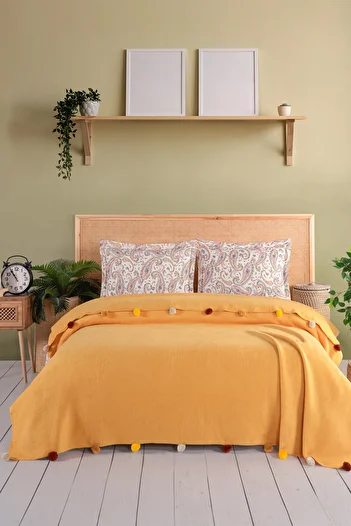 Evim Cotton Mustard Dowry Blanket Set Double - 200X220 cm