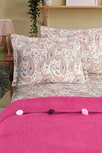 Evim Cotton Fuchsia Dowry Blanket Set Double - 200X220 cm