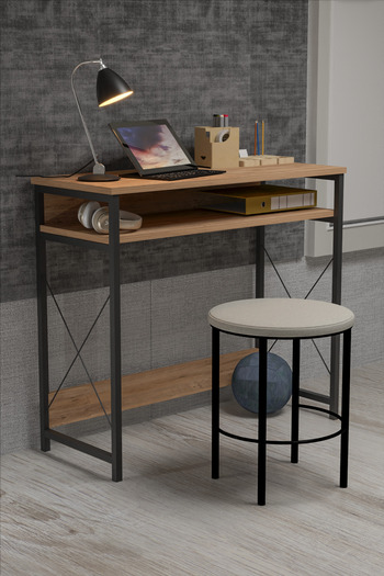 GOLDFALEZ Modern Atlantic Pine Computer Desk Home Office Student Desk with Storage Shelf Compact Work Station