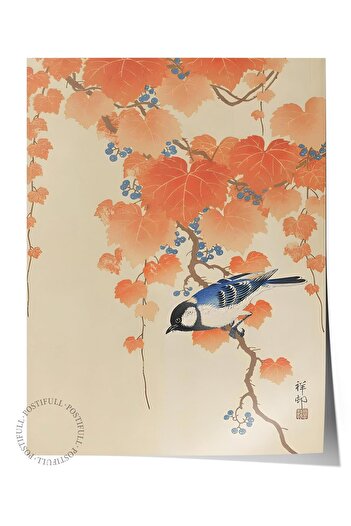 Postifull Frameless Poster, Comfort Series, Ohara Koson - Bird On Branch Poster, NO:108712