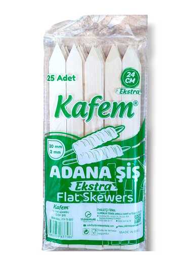 KAFEM 24cm Adana Skewers - 2 Pack X 25X2 Pieces