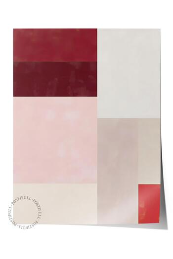 Postifull Frameless Poster, Comfort Series, Red and Pink Color Block Poster, No:108707