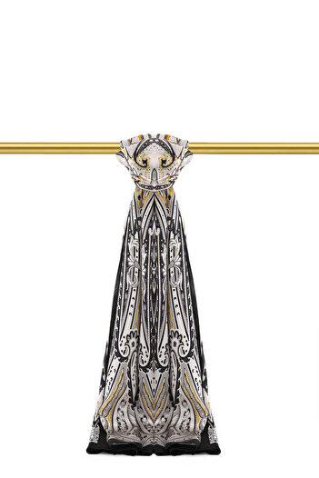 Bursa İpek Gray Sahara Pattern Sura Silk Shawl