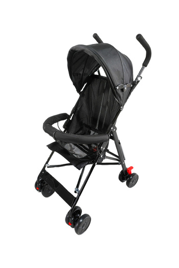 Fab N Funky Lightweight Stroller with Adjustable Canopy, Swivel Wheels, Mosquito Net - Black
