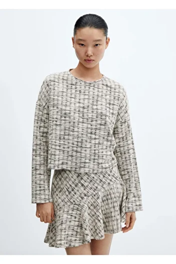 MANGO Woman Asymmetrical Tweed Skirt