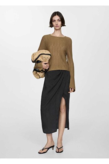 MANGO Woman Slit Lyocell skirt