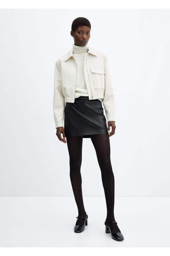 MANGO Woman Fustă mini cu curea aspect piele