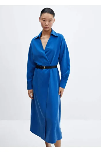 MANGO Woman Rochie cămașă cu centură