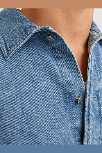 Jack & Jones Erkek Geniş Kesim Denim Gömlek - Santorini