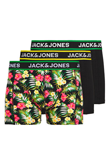 Jack & Jones Men's Boxer Pack of 3 - Pink Flowers Patterned Logo