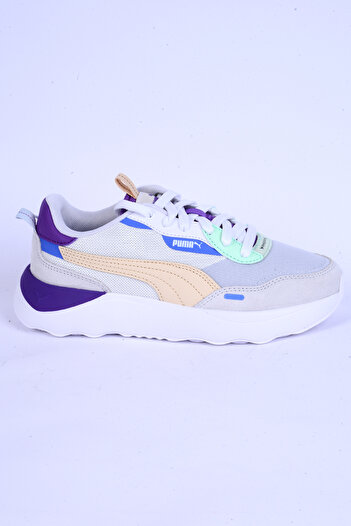 Puma 392324-11 Runtamed Platform Fileli Deri Detaylı Ortopedik Taban Bağcıklı Hafif Esnek Beyaz-mor