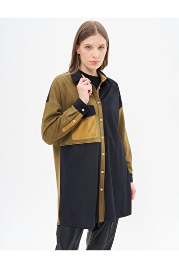 Kayra Black Velvet Tunic - Single Pocket