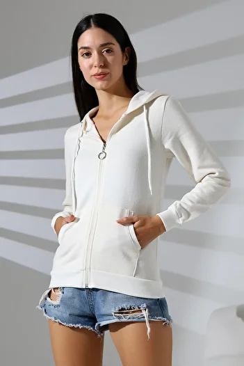 Flyboard Hooded Raster Sweatshirt - Zip-Up, 19116 Ecru