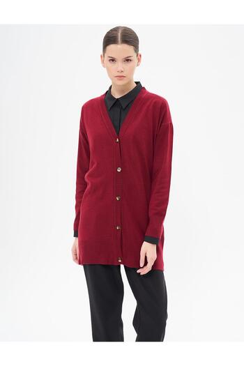 Kayra Basic Knitwear Cardigan Claret Red