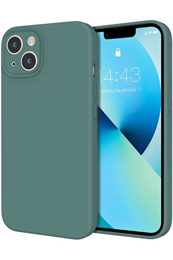 Fibaks Apple iPhone 13 - 14 Compatible Case with Camera Protection Launch Velvet Soft Liquid Silicone Cover