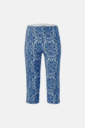 Tchibo Women Printed Stretch Capri Trousers, Blue