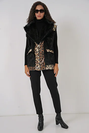 Bigdart 6806 Faux Fur Vest - Black