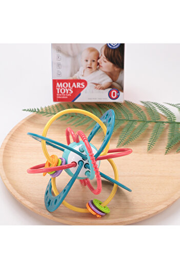 Fab N Funky Newborn Multifunctional Rattle & Teether - Sensory Development Toy, 0M+, Green