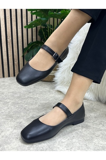 İmerShoes Black Ballerina Buckle Soft Comfortable Women's Shoes - 506