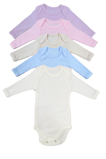 Akface Cotton Combed Cotton Snap Fastener Newborn and Baby Long-Sleeved Corded Bodysuit