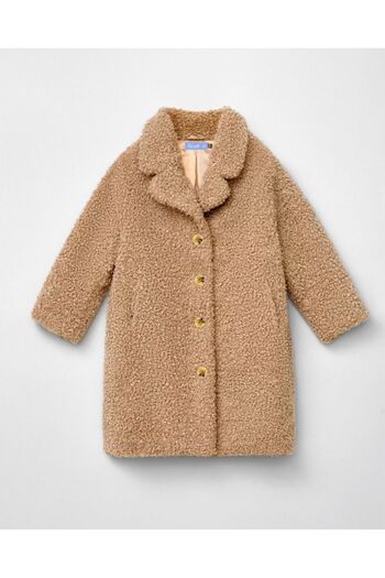 Lolliboomkids Girls' New Season Trend Plush Fur Coat with Button Closure Satin Inside Lining