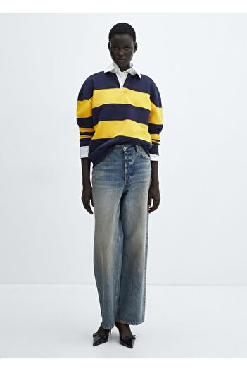 MANGO Woman Striped Cotton Polo Shirt