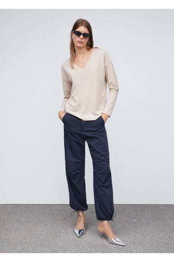 MANGO Woman V-neck cotton t-shirt