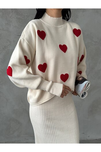 DTBUTİK Heart Sweater Dress Set