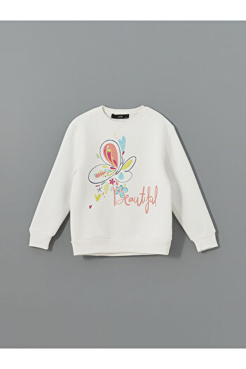 LC Waikiki Crew Neck Printed Girl's Sweatshirt