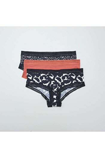 KIABI Pack of 3 printed microfibre boy shorts BLACK