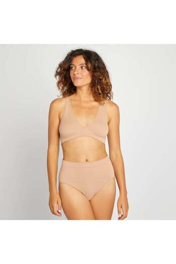 KIABI Pack of two pairs of high-waisted seamless briefs BEIGE