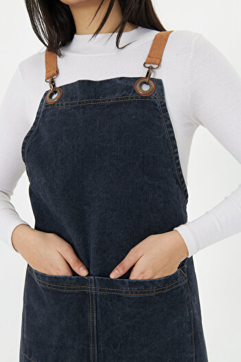Monki Haus Unisex Denim Apron - Cafe Barista, Ceramic Cake, Cook Waiter, Florist Restaurant Cot Apron