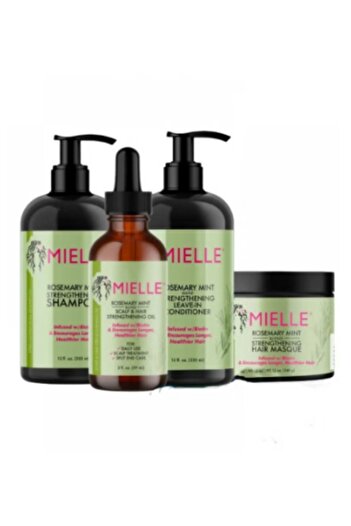 MIELLE Rosemary & Mint Hair Product Set for Stronger, Healthier Hair and Styling, 4 Pieces