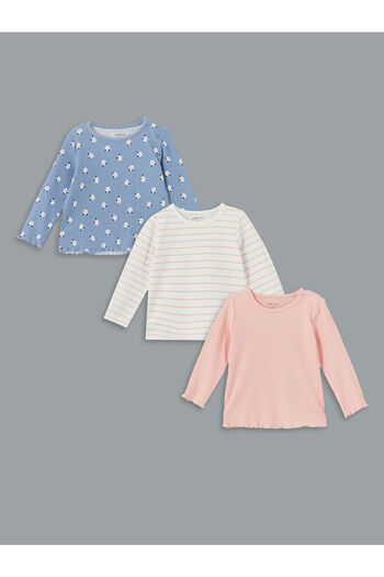 LC Waikiki LCW baby Blue Crew Neck Baby Girl Μπλούζα 3 τμχ