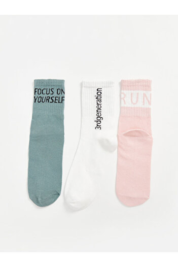 LC Waikiki Sparkling Selections from Shining Store |   Printed Women's Socks 3-Pack