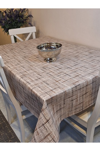 Başak Ev Tekstili Fiber Pvc Oilcloth - Patterned Erasable Tablecloth (Light Brown)