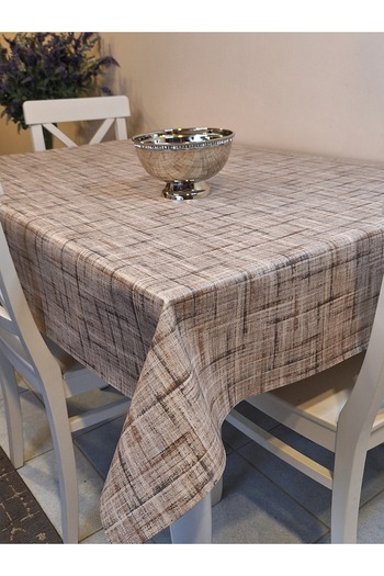Başak Ev Tekstili Fiber Pvc Oilcloth - Patterned Erasable Tablecloth (Light Brown)