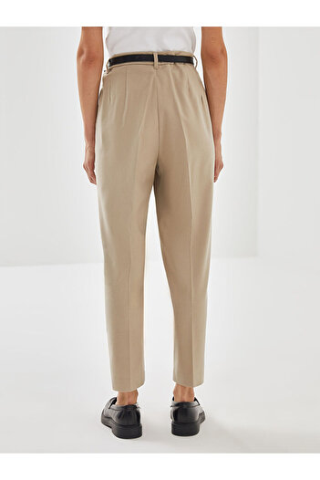 LC Waikiki LCW Vision Bej Beli Kemerli Loose Fit Kadın Pantolon
