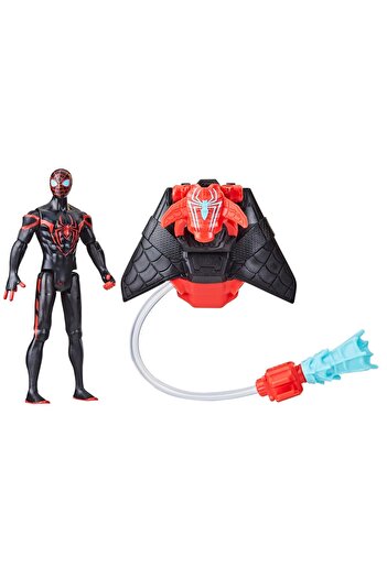 Marvel مجسم مايلز موراليس من Aqua Web Warriors مقاس 4 بوصات | ملحق معدات مائية قابل لإعادة التعبئة