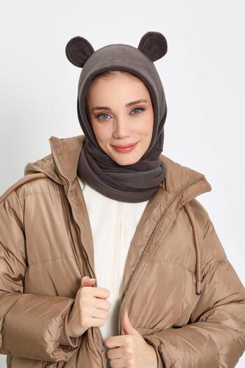 Aisha's Design Жіноча шапка з капюшоном, шарф, шарф-хомут, зимовий капелюх з вухами, b-83pl, димчасто-сірий
